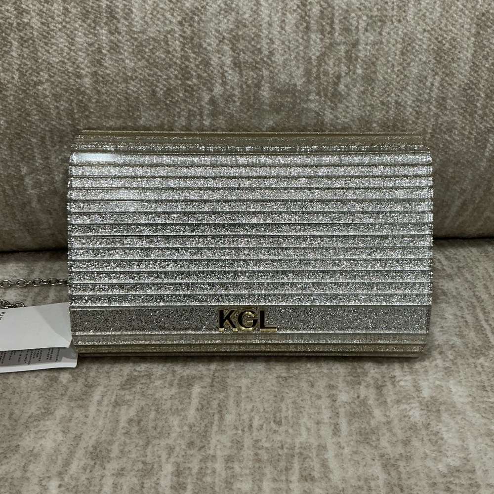 ✨💎NWT💎✨ KURT GEIGER LONDON PARTY SILVER CROSSBODY W/RAINBOW CRYSTALS - Picture 10 of 12